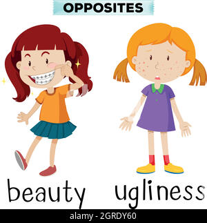 Opposite words for beauty and ugliness Stock Vector