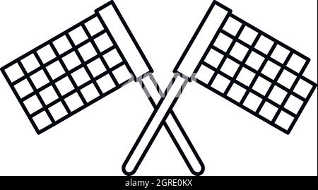 Crossed flags icon, outline style Stock Vector