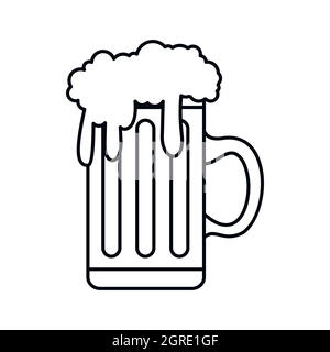 Mug full of beer icon, outline style Stock Vector