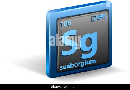 Seaborgium chemical element. Chemical symbol with atomic number and atomic mass. Stock Vector