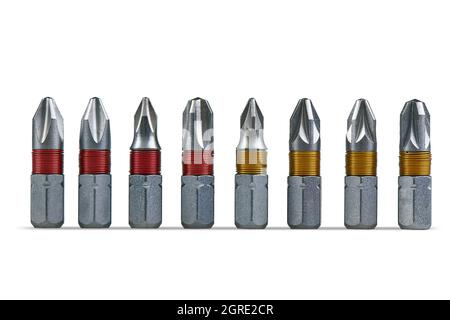 Phillips-Head Screwdrivers tips collection isolated on white background Stock Photo