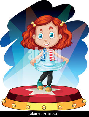 Little girl standing on stage Stock Vector