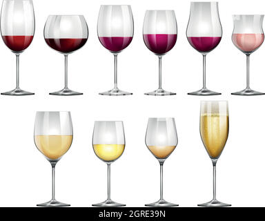 a set of glasses of different shapes with a variety of wines and light  alcoholic beverages. Names for proper serving Stock Vector Image & Art -  Alamy