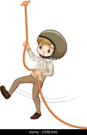 Cute boy in safari outfit on white background Stock Vector