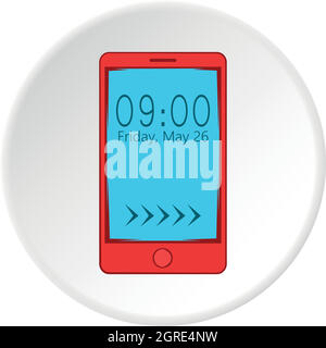 Watch on mobile phone icon, cartoon style Stock Vector