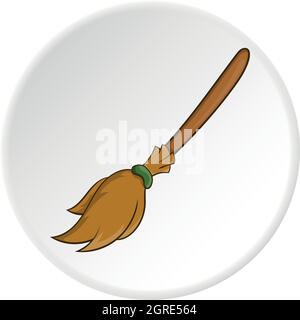 Broom icon, cartoon style Stock Vector