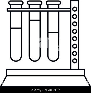 Medical test tubes in holder icon, outline style Stock Vector