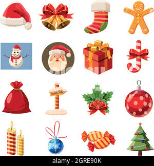 Christmas icons set, isometric 3d style Stock Vector