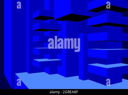 Architecture background with abstract 3D cubes composition and clean minimalistic style Stock Vector