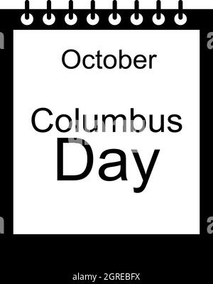Calendar october of Columbus day icon Stock Vector