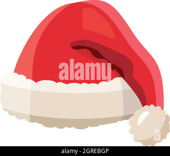 Red Santa Claus hat icon, cartoon style Stock Vector