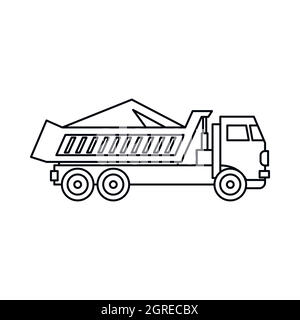 Dump truck icon, outline style Stock Vector
