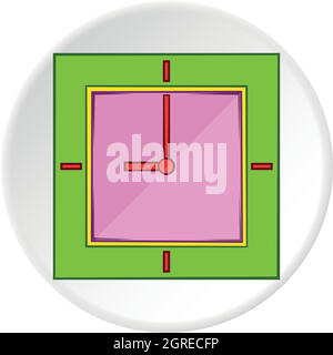 Square clock icon, cartoon style Stock Vector