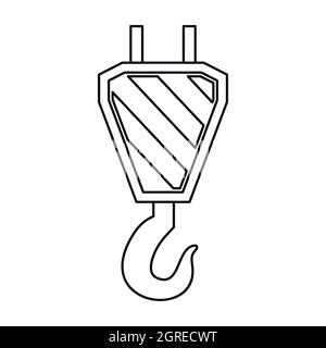 Crane hook icon, outline style Stock Vector