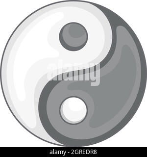 Yin Yang icon, black monochrome style Stock Vector