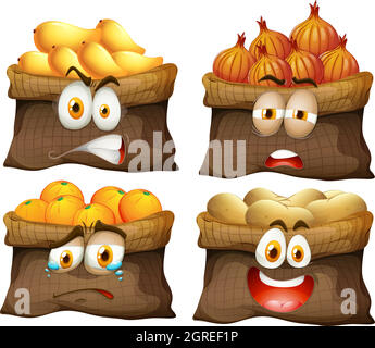 Bag of fruit and vegetable Stock Vector