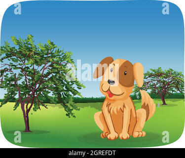 Dog sitting on grass Stock Vector