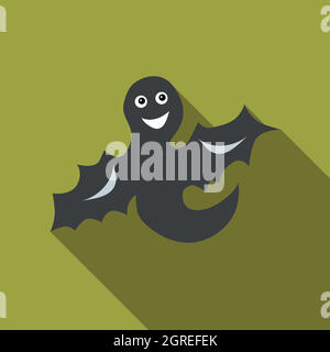 Funny halloween ghost icon, flat style Stock Vector