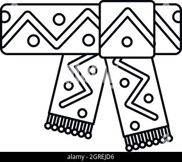 Scarf with pattern icon, outline style Stock Vector