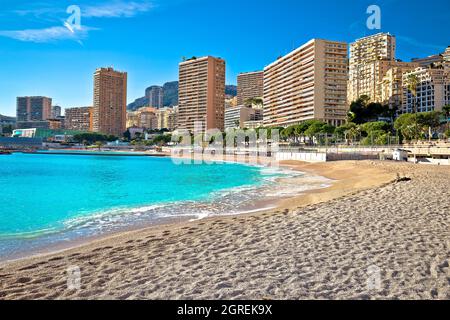 Monte Carlo Les Plages skyline and emerald beach view, Principality of Monaco Stock Photo