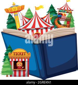 Open book circus theme Stock Vector