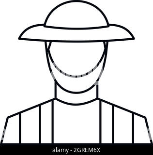 Farmer icon, outline style Stock Vector