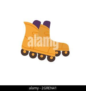 Flat cartoon roller skates,healthy lifestyle,sports activities vector illustration concept Stock Vector
