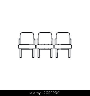Row seats icon, outline style Stock Vector