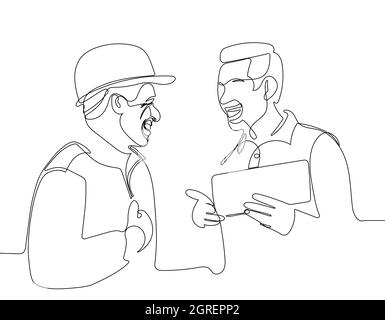 workers talking and laughing at a factory Stock Vector