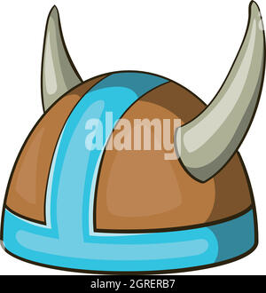 Swedish viking helmet icon, cartoon style Stock Vector