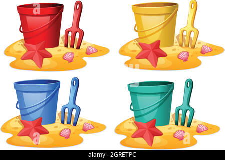 Set of bucket with spade Stock Vector