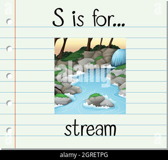 Flashcard letter S is for stream Stock Vector