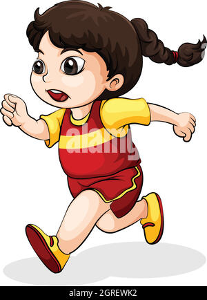 A young Asian female running Stock Vector