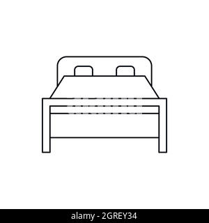 Double bed icon, outline style Stock Vector