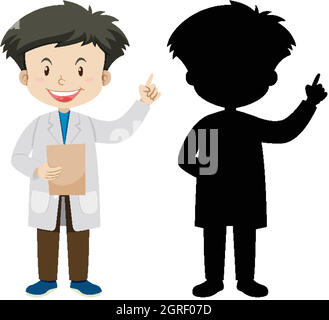 Doctor man in color and silhouette Stock Vector