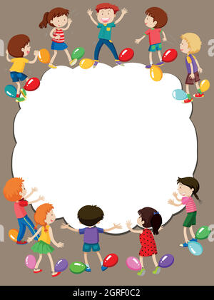 Border template with kids playing illustration Stock Vector Image & Art ...