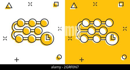 Timeline icon in comic style. Progress cartoon vector illustration on white isolated background. Diagram splash effect business concept. Stock Vector