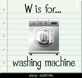 Flashcard letter W is for washing machine Stock Vector