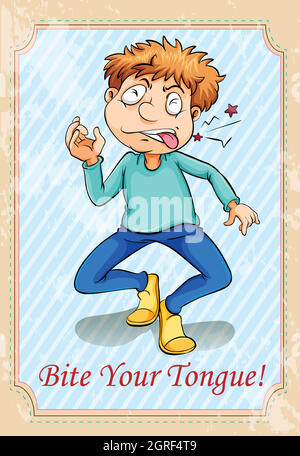 Saying bite your tongue Stock Vector