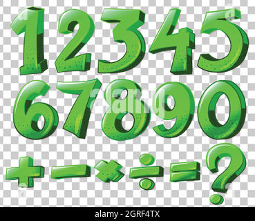 Numbers in green color Stock Vector