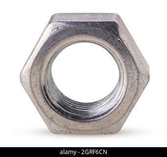 metal nut isolated on white background. Clipping Path. Full depth of field. Stock Photo
