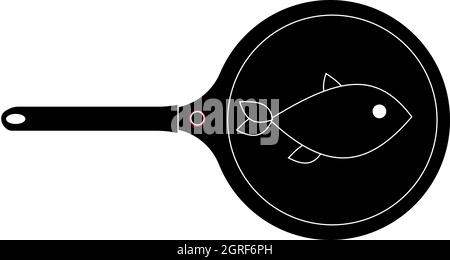 Net with fish icon, simple style Stock Vector
