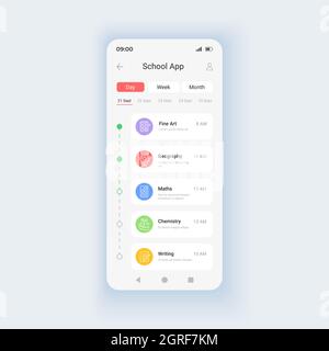 Education courses menu daytime mode smartphone interface vector template Stock Vector