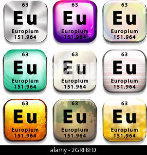 A button showing the element Europium Stock Vector
