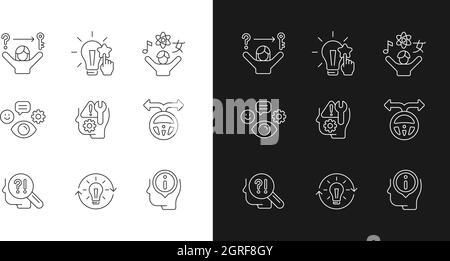 Self development skills linear icons set for dark and light mode Stock Vector