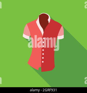 Woman blouse, short sleeve icon, flat style Stock Vector