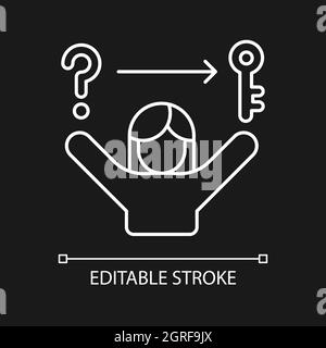 Problem solving skills white linear icon for dark theme Stock Vector