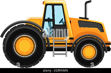 Yellow onstruction car isolated on white background Stock Vector