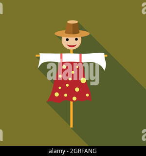 Scarecrow icon, flat style Stock Vector