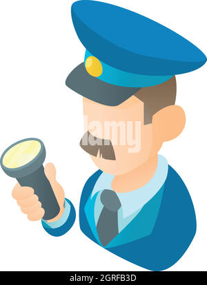 Museum security guard icon, cartoon style Stock Vector